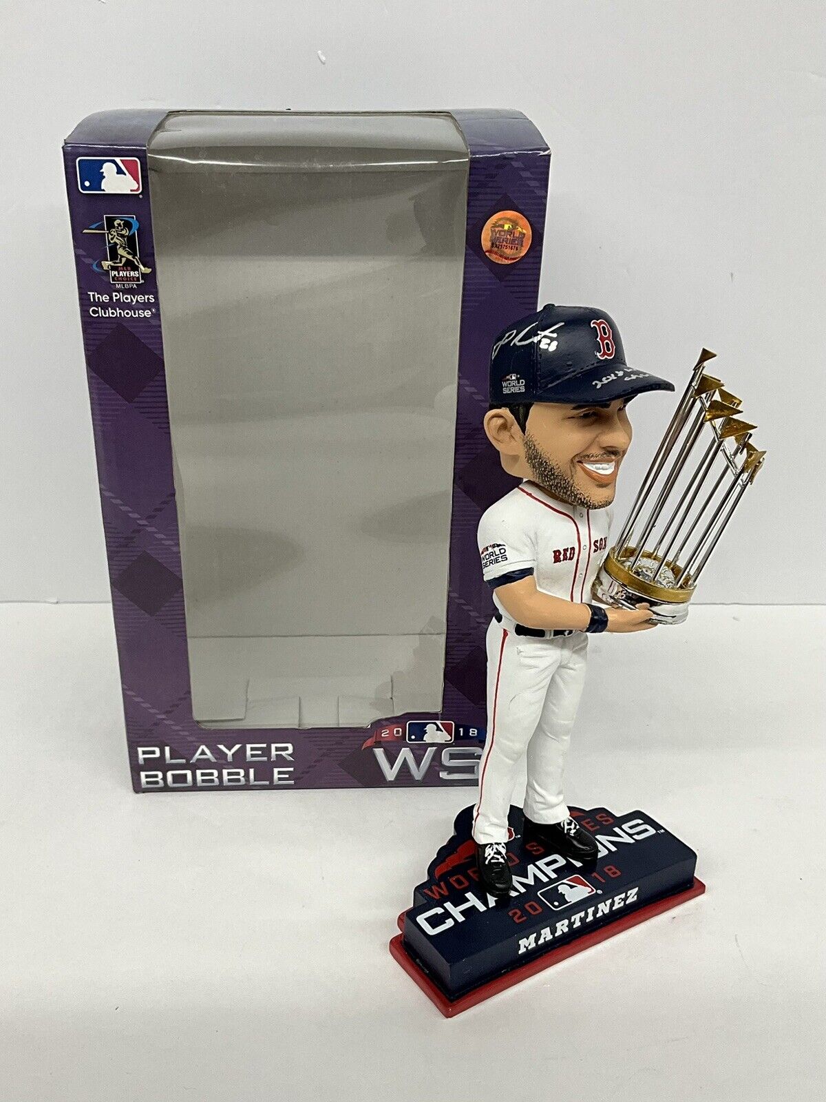 JD MARTINEZ SIGNED BOSTON RED SOX FOCO BOBBLEHEAD "2018 WS CHAMPS" BAS W807863