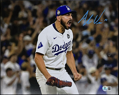 ALEX VESIA DODGERS 2024 WS CHAMPION SIGNED 11X14WORLD SERIES  SHOUTING PHOTO BAS