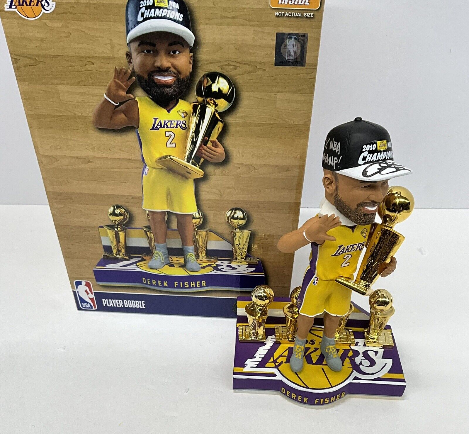 DEREK FISHER SIGNED LAKERS LIMITED FOCO BOBBLEHEAD "5X NBA CHAMP" PSA 1C61459