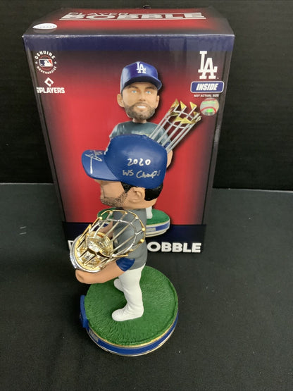 CHRIS TAYLOR DODGERS SIGNED CHAMPIONSHIP BOBBLEHEAD "2020 WS CHAMPS" PSA 1C01598