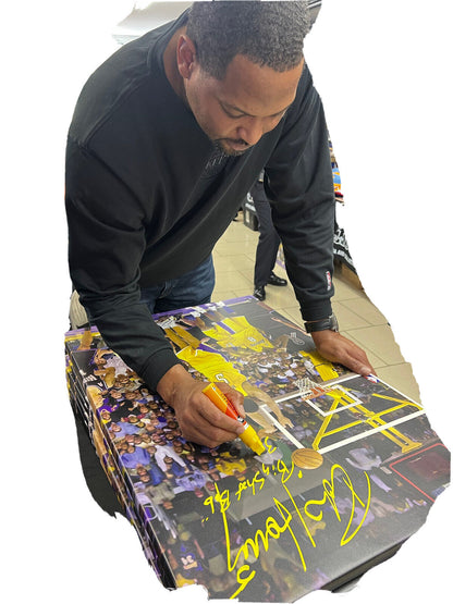 ROBERT HORRY LAKERS SIGNED 24X36 STRETCHED CANVAS 2 INSCRIPTIONS BAS W128327