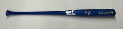 CHRIS TAYLOR DODGERS WS CHAMP SIGNED VICTUS GAME MODEL BLUE BAT BAS ITP WZ59543i