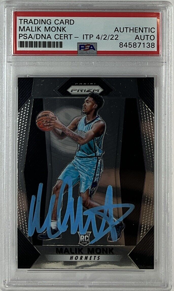 MALIK MONK SIGNED HORNETS PANINI PRIZM #233 RC PSA SLABBED ITP 84587138