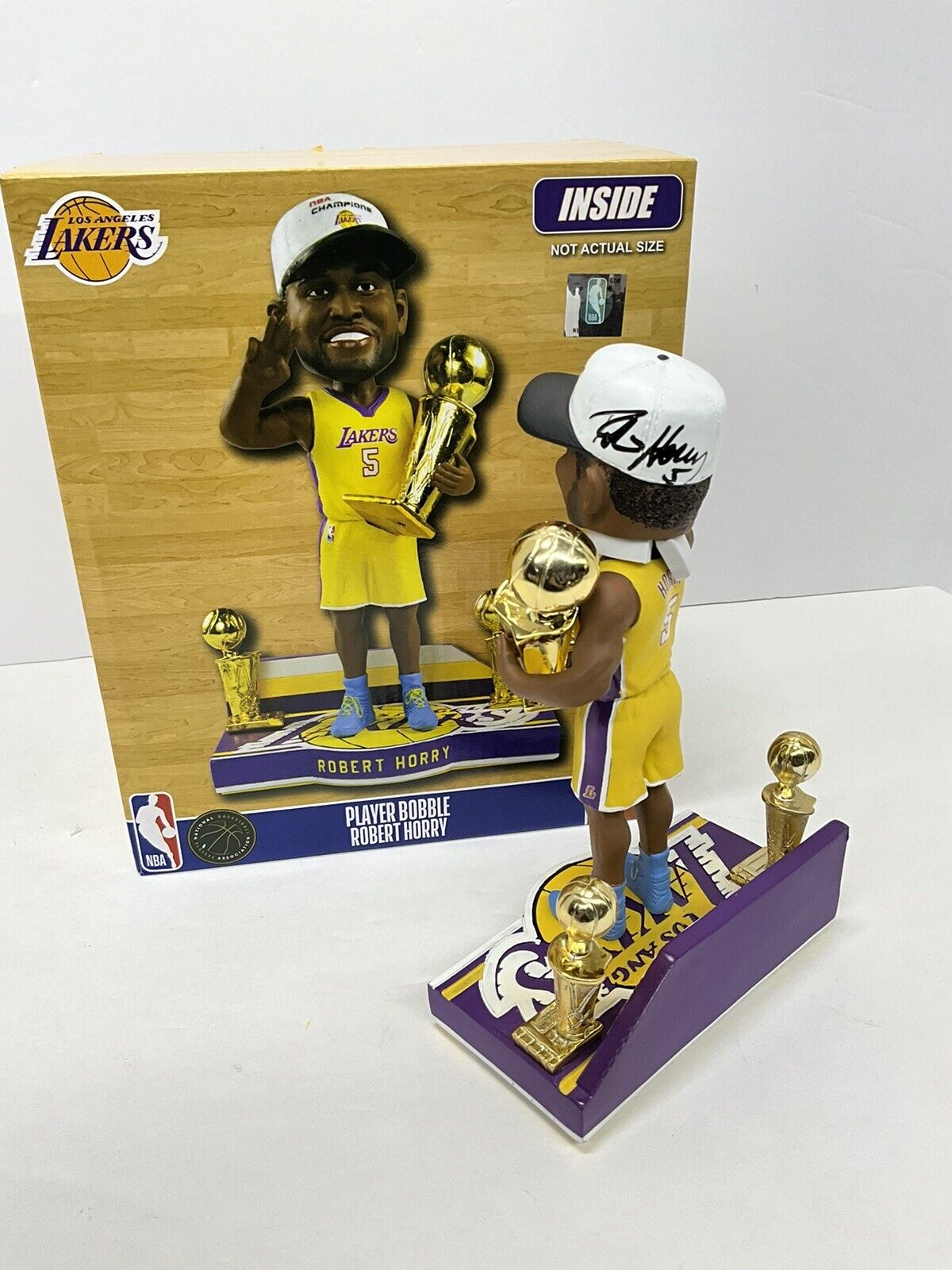 ROBERT HORRY SIGNED LAKERS 3X CHAMPION LIMITED #/216 FOCO BOBBLEHEAD BAS W128268