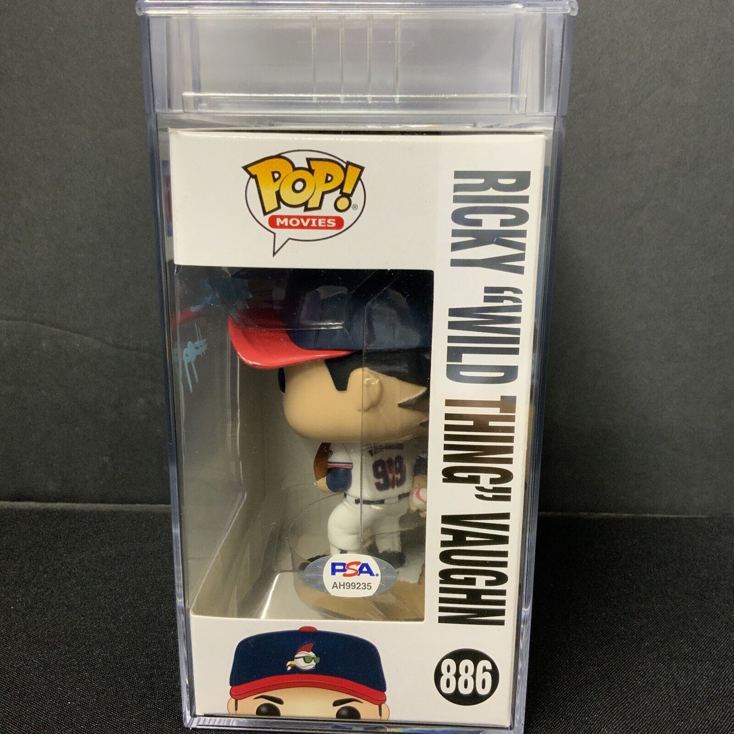 CHARLIE SHEEN SIGNED "RICKY VAUGHN" FUNKO POP  PSA SLABBED  AH99235