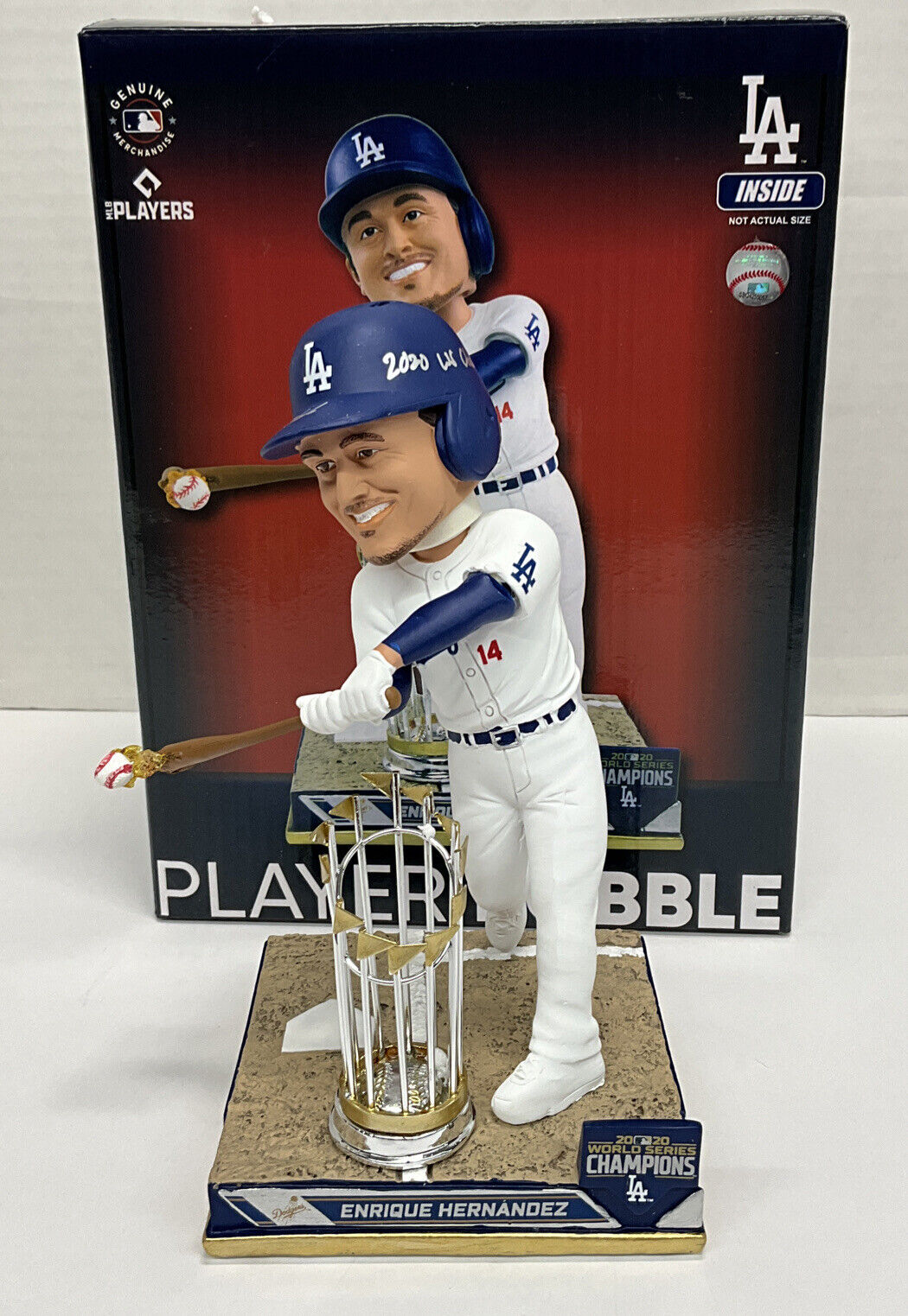 KIKE HERNANDEZ DODGERS SIGNED FOCO FLAME BOBBLEHEAD "2020 WS CHAMPS" PSA 1C86270