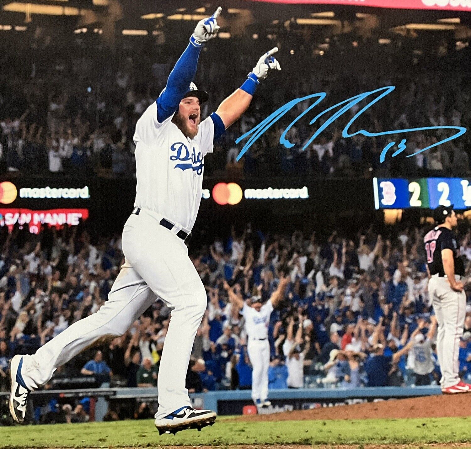 MAX MUNCY DODGERS SIGNED 22X26 2018 WORLD SERIES WALKOFF HR CANVAS PSA 2C51242