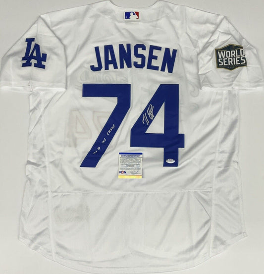 KENLEY JANSEN DODGERS SIGNED 2020 WORLD SERIES JERSEY 2020 WS CHAMP" PSA 9A48388