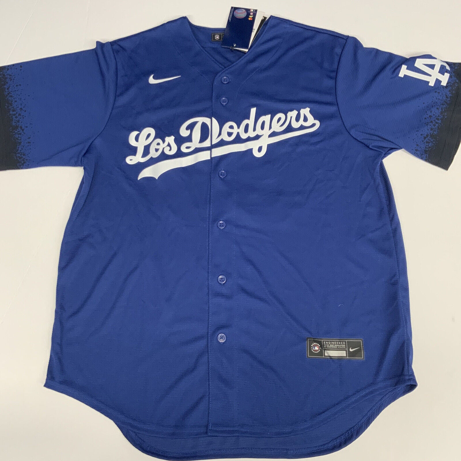 CODY BELLINGER DODGERS 2020 CHAMP SIGNED CITY CONNECT BLUE JERSEY MLB VT102661