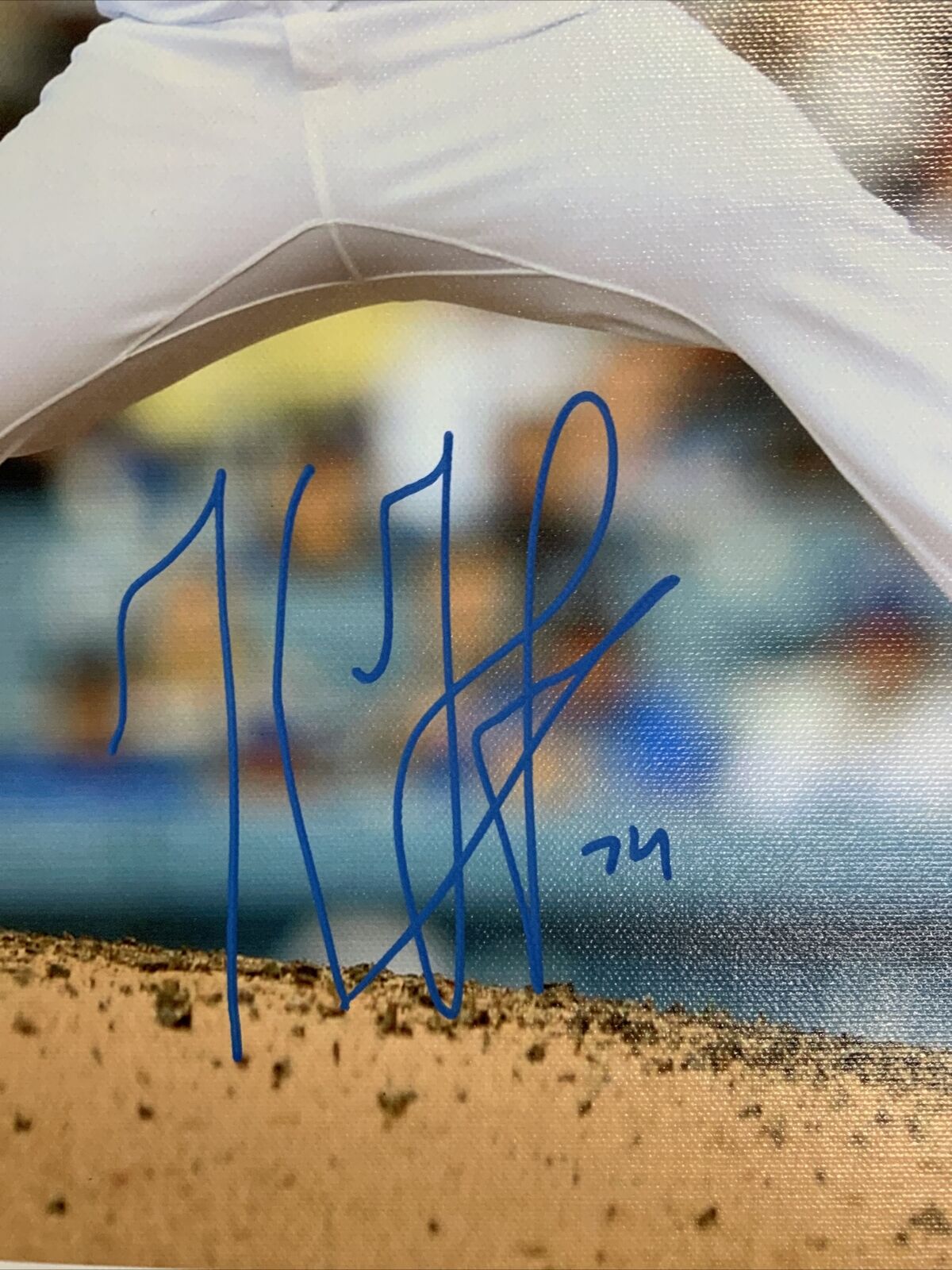 KENLEY JANSEN DODGERS SIGNED 18X22 CANVAS PRINT "2020 CHAMPS" INSC PSA AF53576