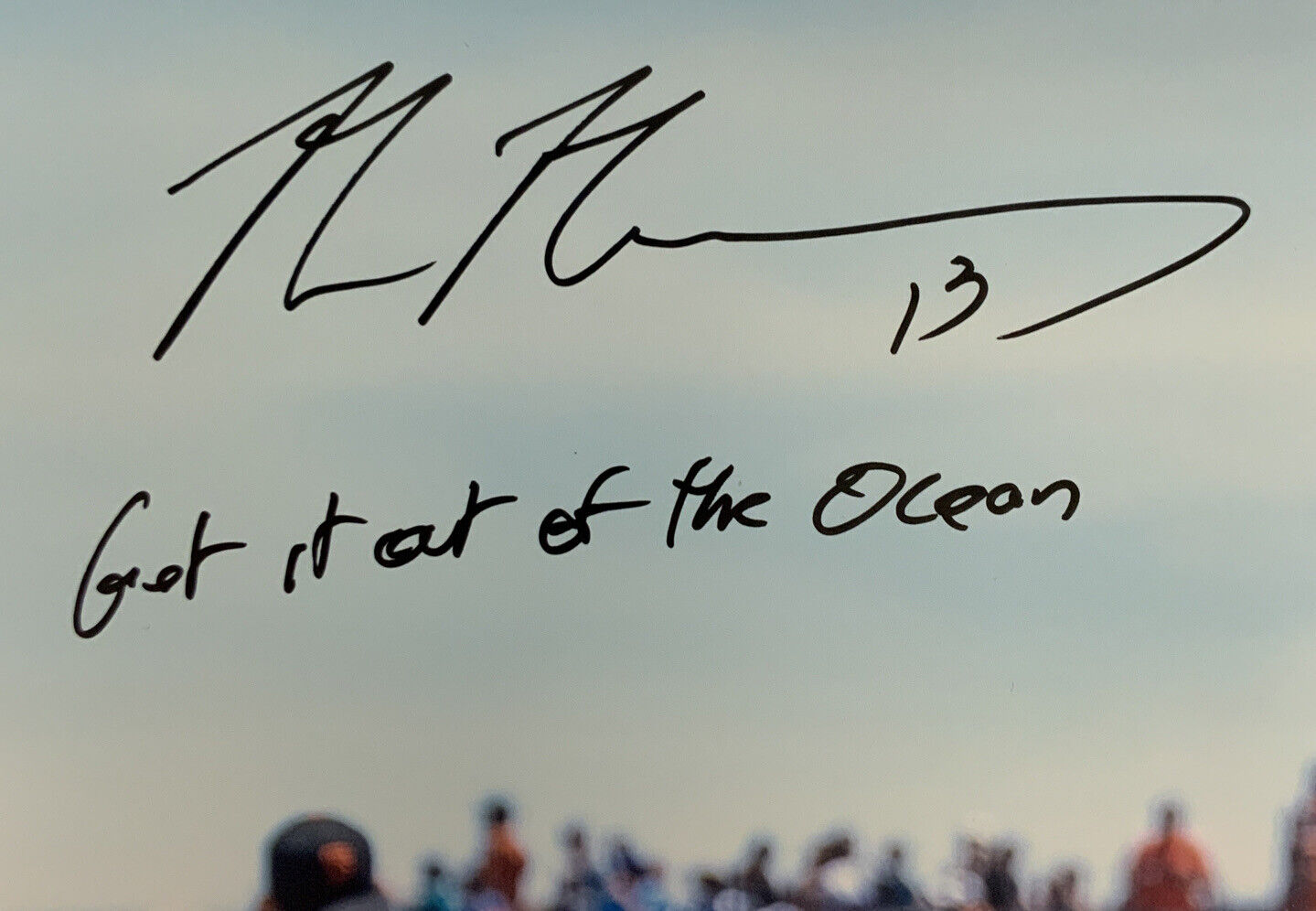 MAX MUNCY DODGERS SIGNED 16X20 PHOTO  "GET IT OUT OF THE OCEAN" INSCRIPTION PSA