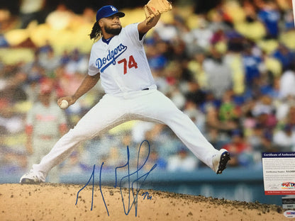 KENLEY JANSEN DODGERS ALL TIME SAVES LEADER SIGNED 18X22 CANVAS PRINT PSA 6999