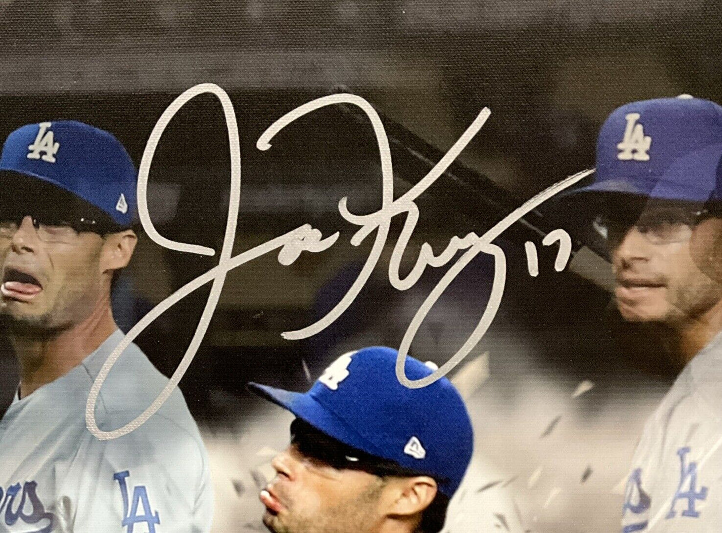 17/17 JOE KELLY DODGERS SIGNED 22X26 POUTY FACE EDIT CANVAS NICE SWING BITCH PSA