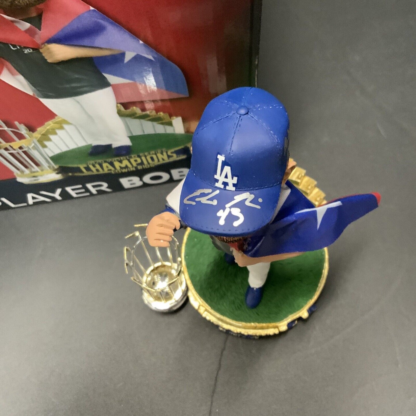 EDWIN RIOS DODGERS SIGNED CHAMPIONSHIP BOBBLEHEAD "PODER BORICUA" BAS WS88863