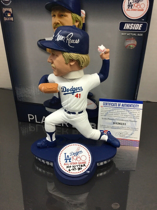 JERRY REUSS DODGERS SIGNED 1980 ALLSTAR GAME BOBBLEHEAD "NO HITTER 6-27-80" PSA