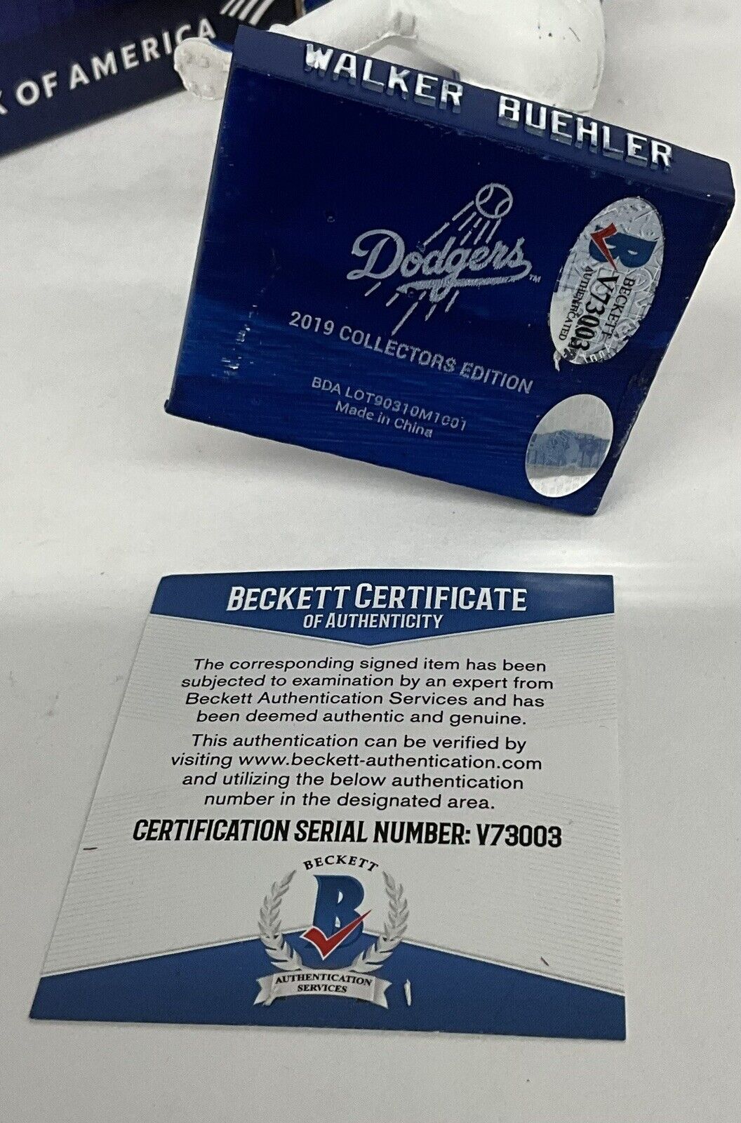 WALKER BUEHLER 2020 WS CHAMPION SIGNED DODGERS 2019 SGA BOBBLEHEAD BAS V73003