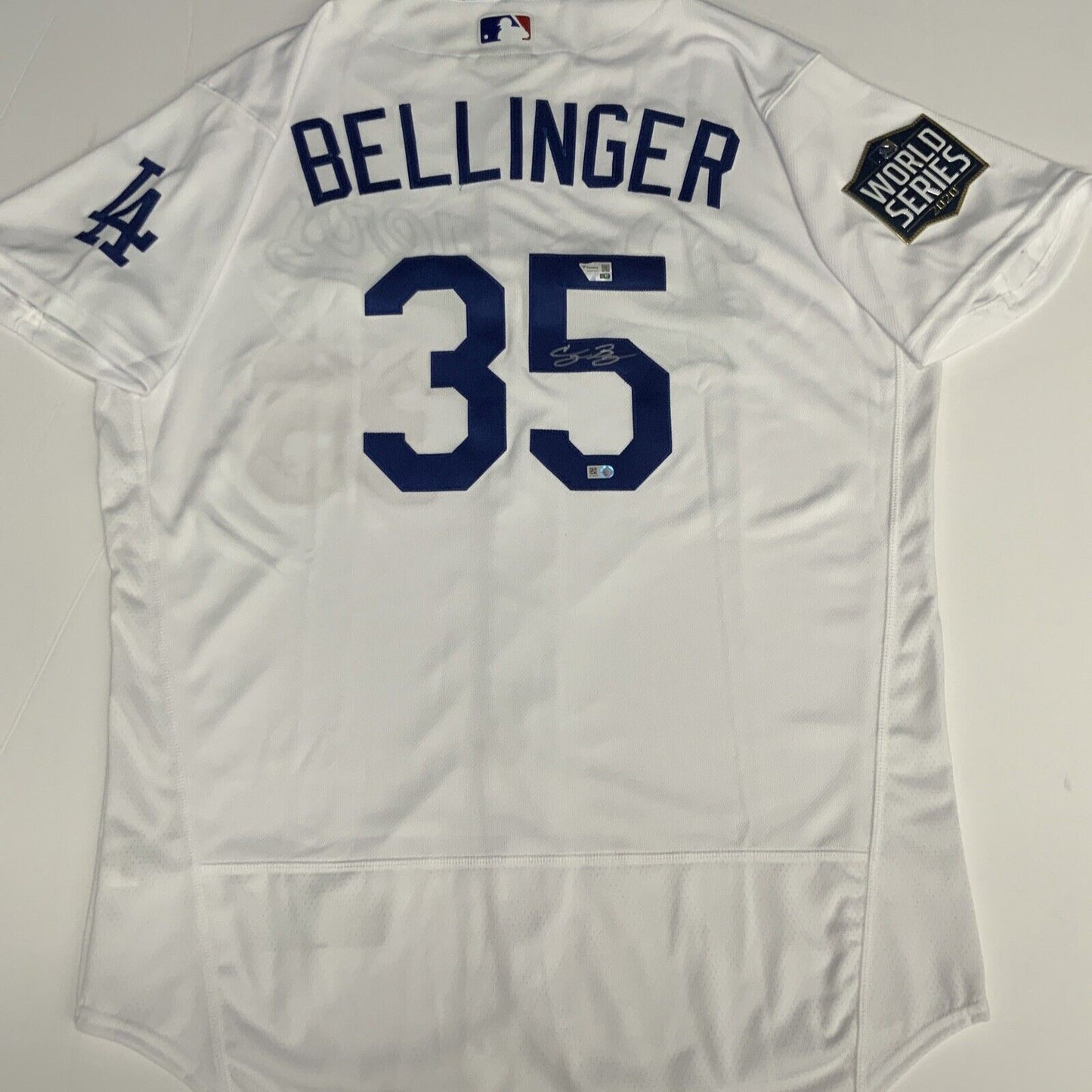 CODY BELLINGER DODGERS CHAMPION SIGNED 2020 WORLD SERIES JERSEY MLB VT102727