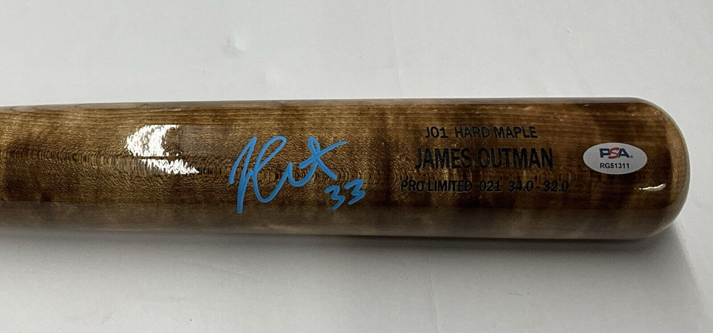 JAMES OUTMAN DODGERS SIGNED MARK LUMBER GAME MODEL J01 MAPLE BAT PSA RG51311