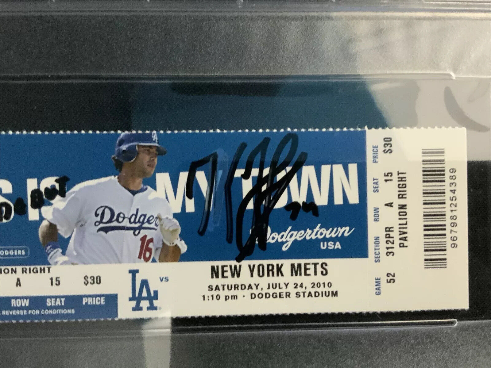 KENLEY JANSEN DODGER SIGNED MLB DEBUT 07/24/2010 TICKET STUB PSA SLABBED 9A48376