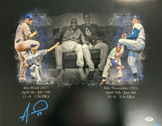  DODGERS DON NEWCOMBE ALEX WOOD 16X20 PHOTO SIGNED BY ALEX WOOD LIMITED /36 PSA