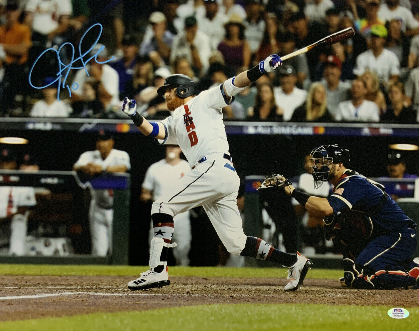 JUSTIN TURNER DODGERS SIGNED 16X20 2021 ALL STAR GAME PHOTO PSA WITNESS