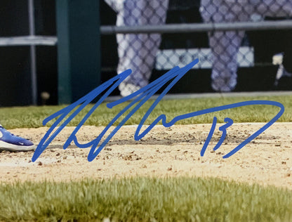 MAX MUNCY DODGERS SIGNED 16X20 HITTING  PHOTO  VS WHITE SOX PSA WITNESS