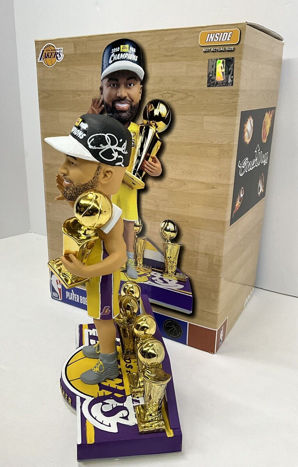 DEREK FISHER SIGNED LAKERS 5X CHAMPION LIMITED #/360 FOCO BOBBLEHEAD BAS W128225