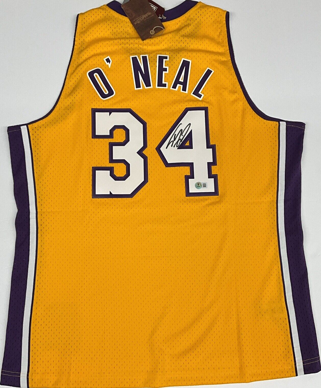 SHAQUILLE O'NEAL SIGNED LOS ANGELES LAKERS MITCHELL & NESS JERSEY BAS 1W489283