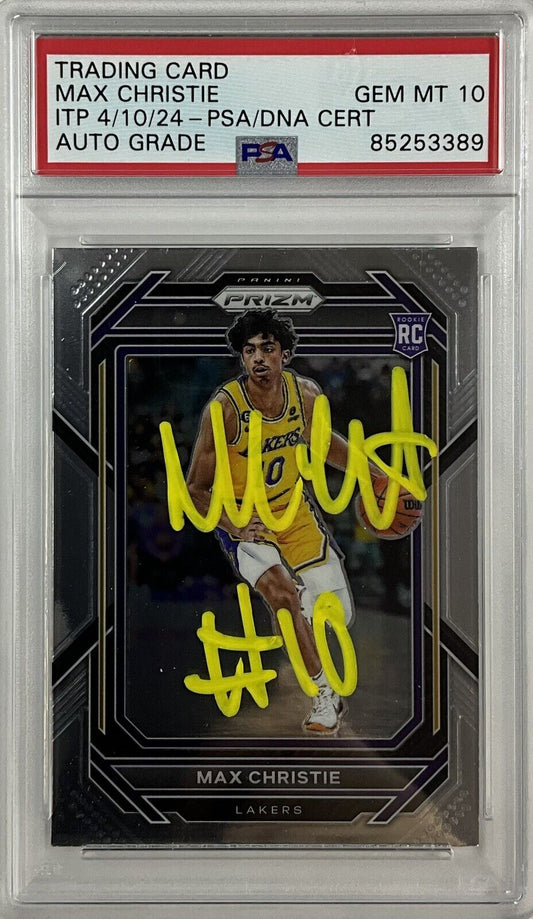 MAX CHRISTIE LAKERS SIGNED PANINI PRIZM 270 RC PSA ITP 85253389 GEM MT 10 AUTO