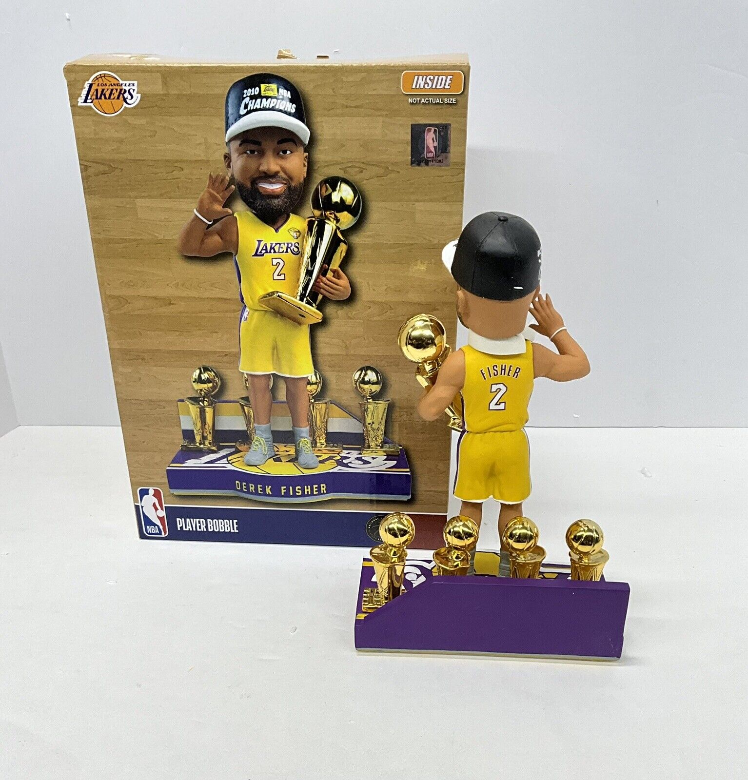 DEREK FISHER SIGNED LAKERS LIMITED FOCO BOBBLEHEAD "5X NBA CHAMP" PSA 1C61459