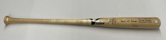 9/20 CHRIS TAYLOR DODGERS SIGNED VICTUS GAME MODEL BAT "2020 WS CHAMPS" INS PSA