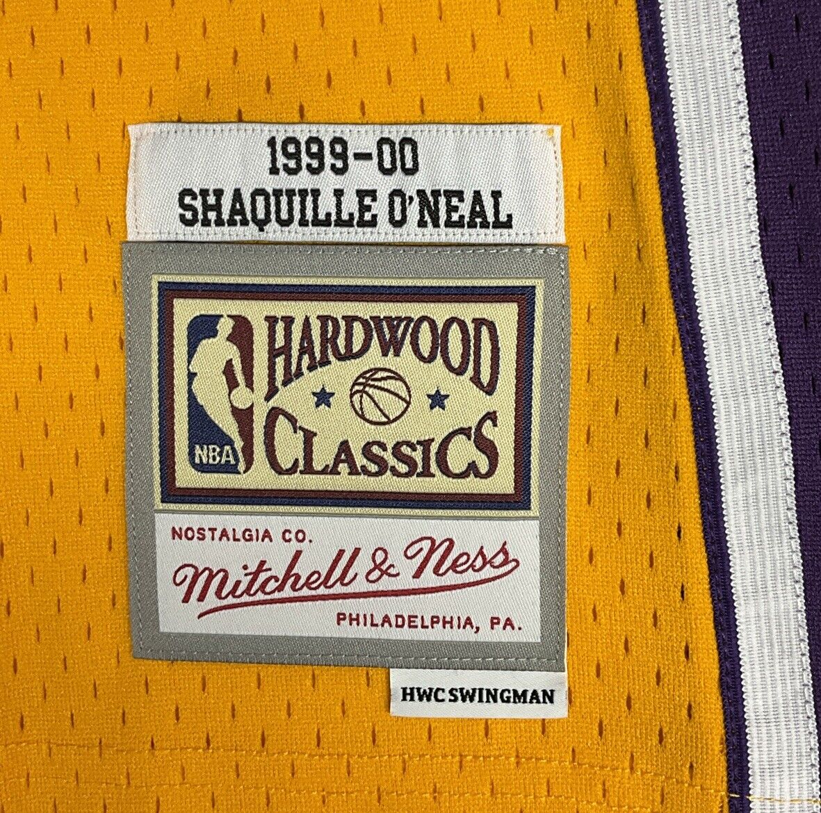 SHAQUILLE O'NEAL SIGNED LOS ANGELES LAKERS MITCHELL & NESS JERSEY BAS 1W489283