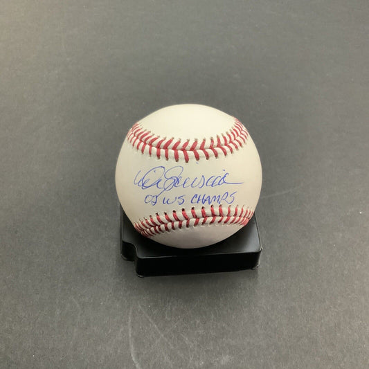 MIKE SCIOSCIA ANGELS WORLD SERIES CHAMPION SIGNED BASEBALL "2002 W,S CHAMPS" BAS