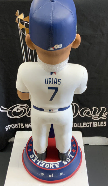 10/15 JULIO URIAS SIGNED DODGERS 2020 WS 3FT BOBBLEHEAD "CHAMPS HECHO MEXICO BAS