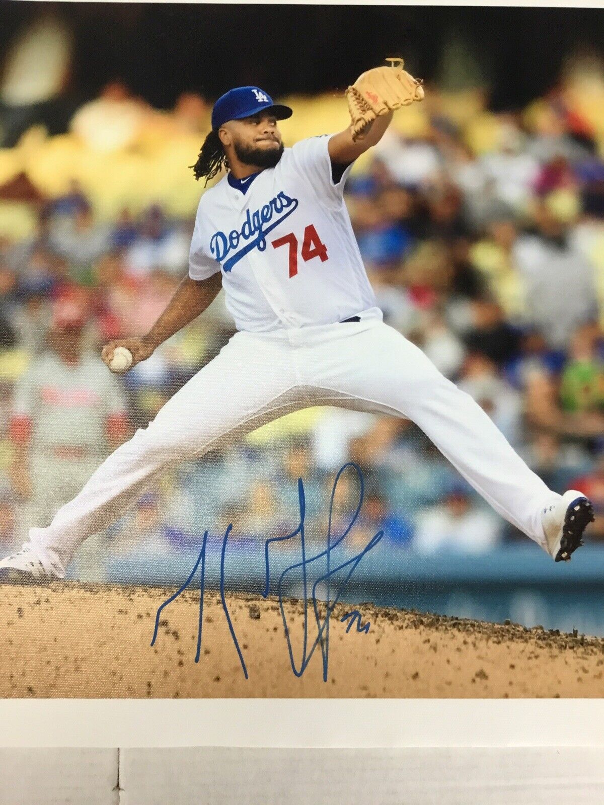 KENLEY JANSEN DODGERS ALL TIME SAVES LEADER SIGNED 18X22 CANVAS PRINT PSA 6999