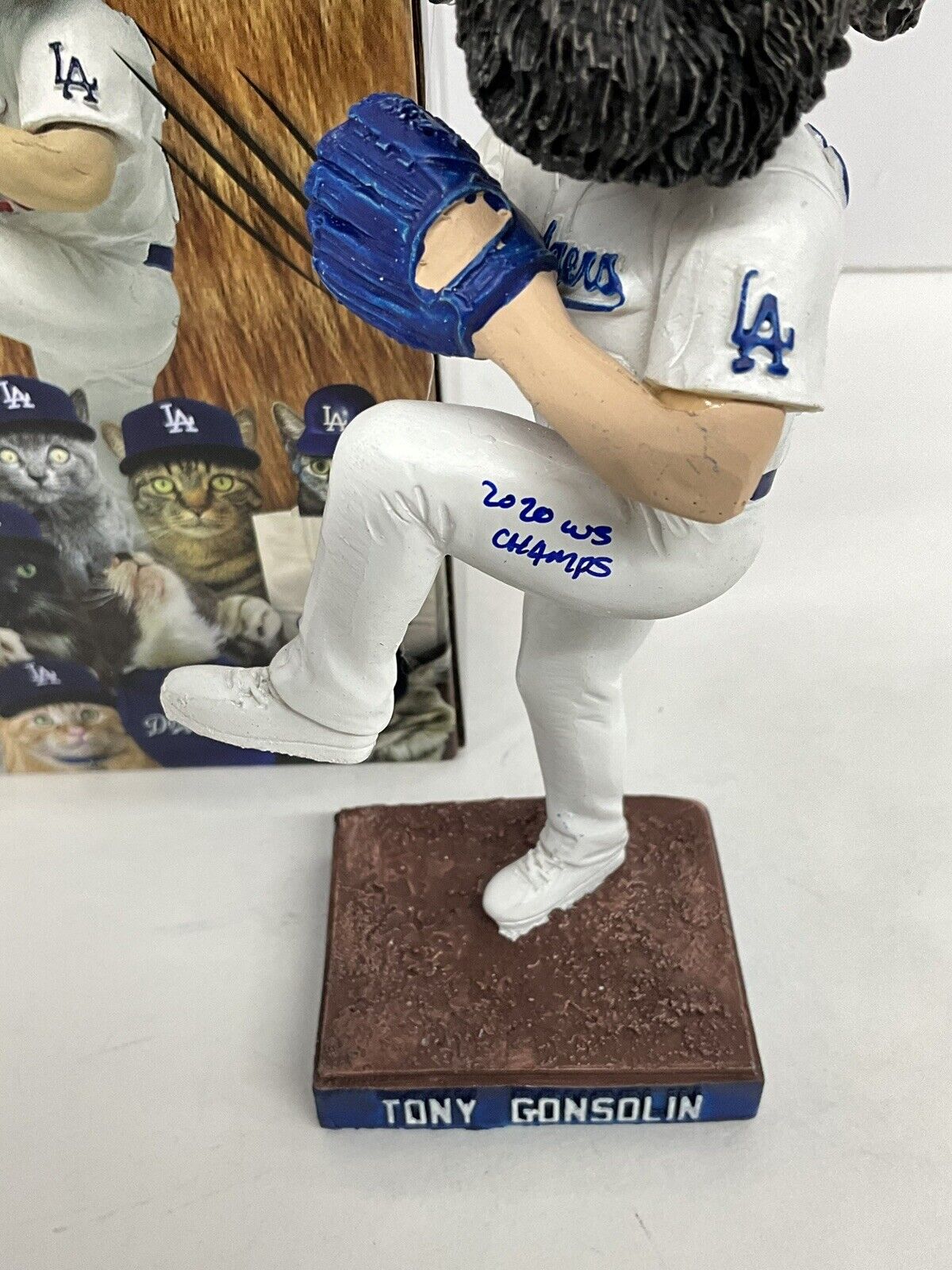 TONY GONSOLIN SIGNED DODGERS SGA BOBBLEHEAD "2020 WS CHAMPS" INSCRIP PSA 2C60243