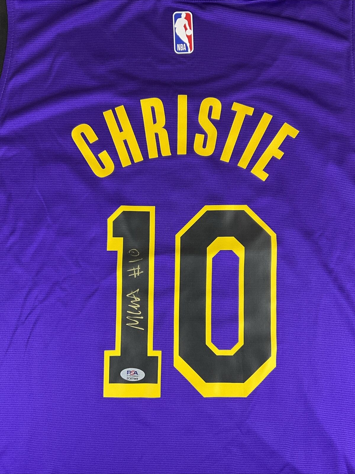 MAX CHRISTIE SIGNED LOS ANGELES LAKERS FANATICS PURPLE JERSEY PSA ITP 2C87949