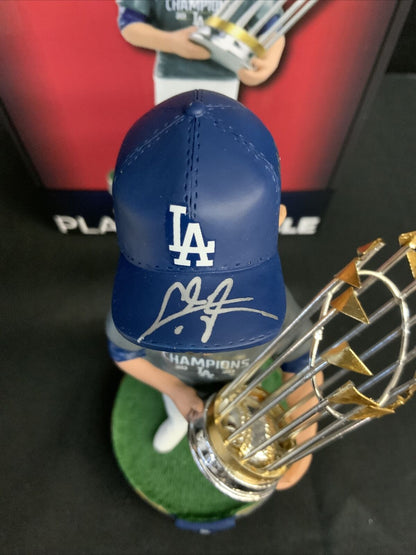 CHRIS TAYLOR DODGERS SIGNED CHAMPIONSHIP BOBBLEHEAD "2020 WS CHAMPS" PSA 1C01595