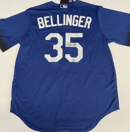 CODY BELLINGER DODGERS 2020 CHAMP SIGNED CITY CONNECT BLUE JERSEY MLB VT102661