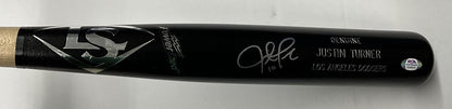 JUSTIN TURNER DODGERS WS CHAMP SIGNED LOUISVILLE SLUGGER MODEL BAT PSA 9A99916