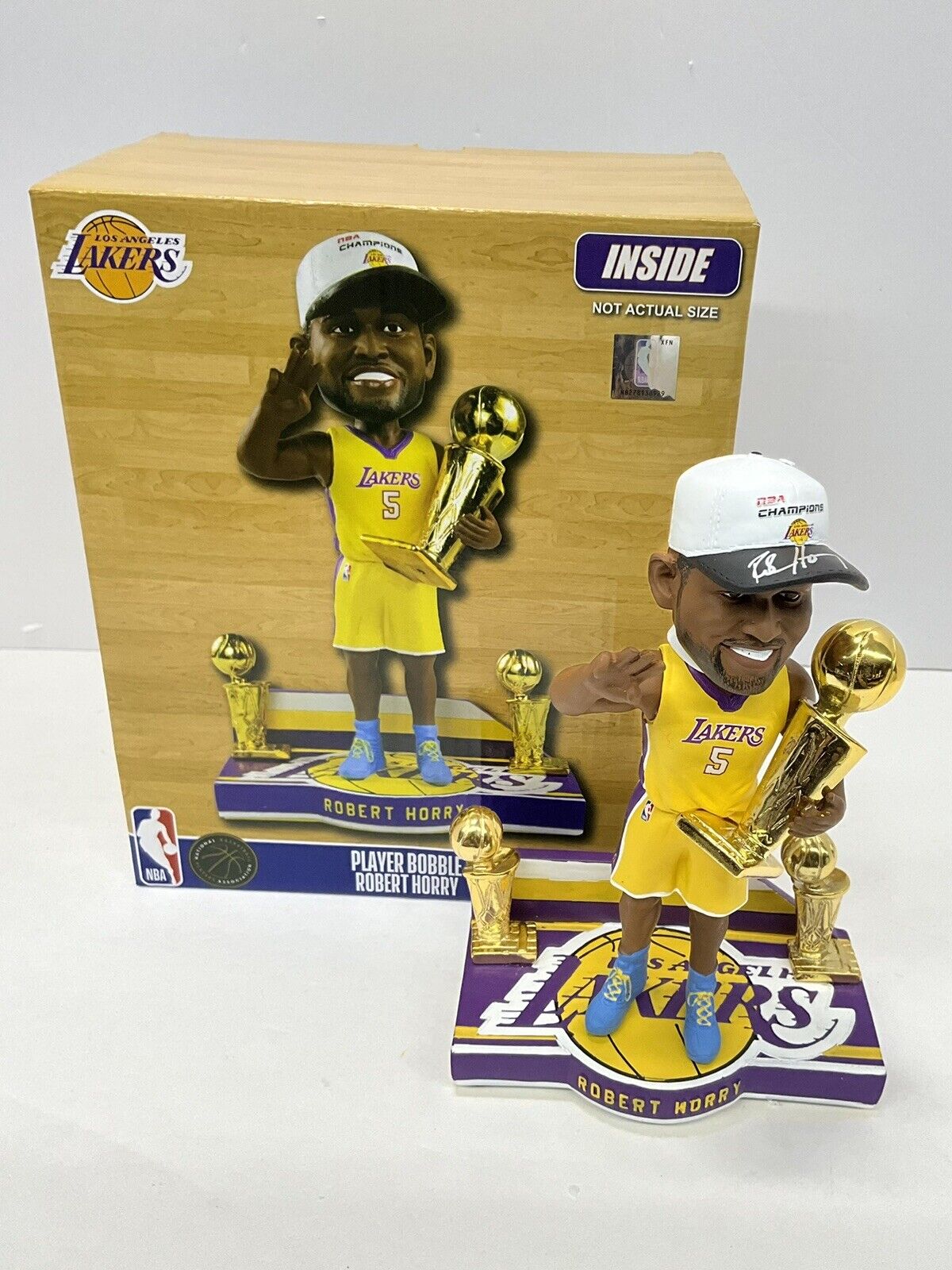 ROBERT HORRY SIGNED LAKERS 3X CHAMPION LIMITED #/216 FOCO BOBBLEHEAD BAS W128301