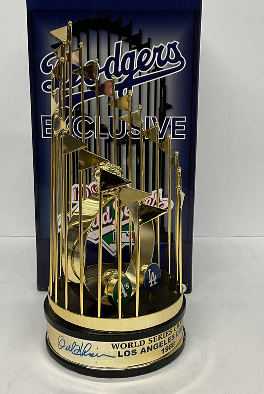 OREL HERSHISER KIRK GIBSON LASORDA SIGNED DODGERS 12" 88 WS TROPHY PSA 8A78413