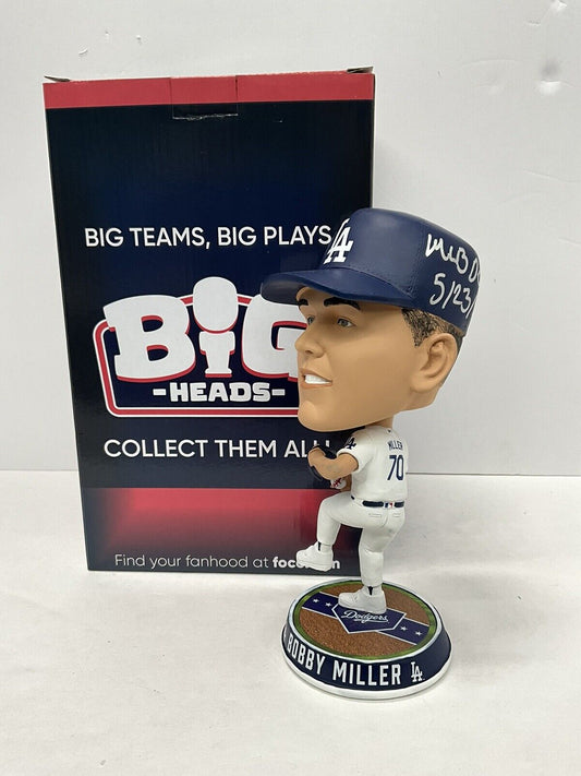 BOBBY MILLER SIGNED DODGERS FOCO BIGHEAD BOBBLEHEAD "MLB DEBUT" INSC PSA RG50521