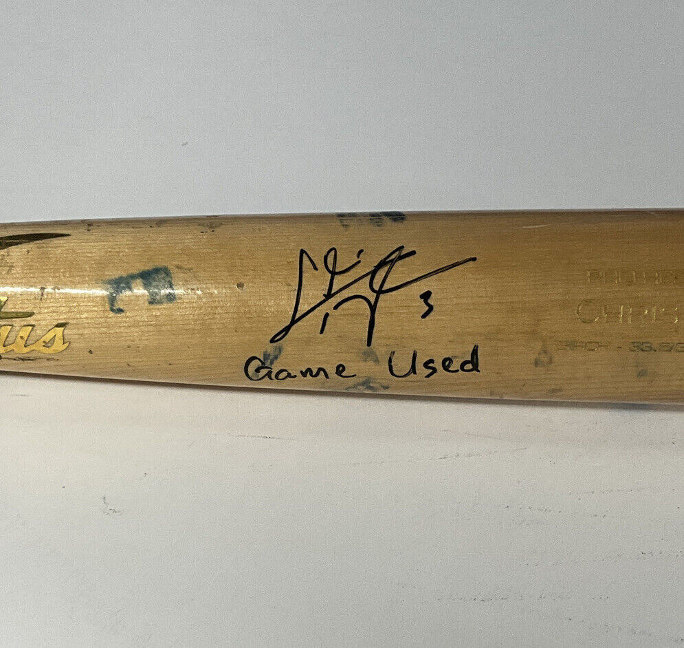 CHRIS TAYLOR DODGERS 2020 WS CHAMP SIGNED GAME USED VICTUS BAT W/INS BAS WZ59684