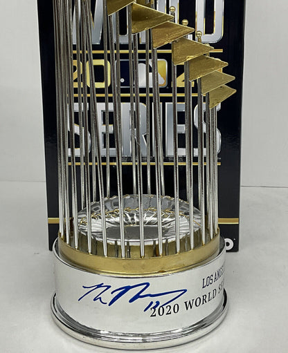 MAX MUNCY SIGNED DODGERS FOCO 12" REPLICA TROPHY "2020 WS CHAMPS" PSA 1C89555