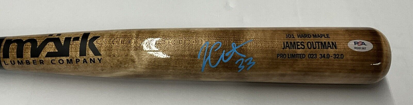 JAMES OUTMAN DODGERS SIGNED MARK LUMBER GAME MODEL J01 MAPLE BAT PSA RG51307