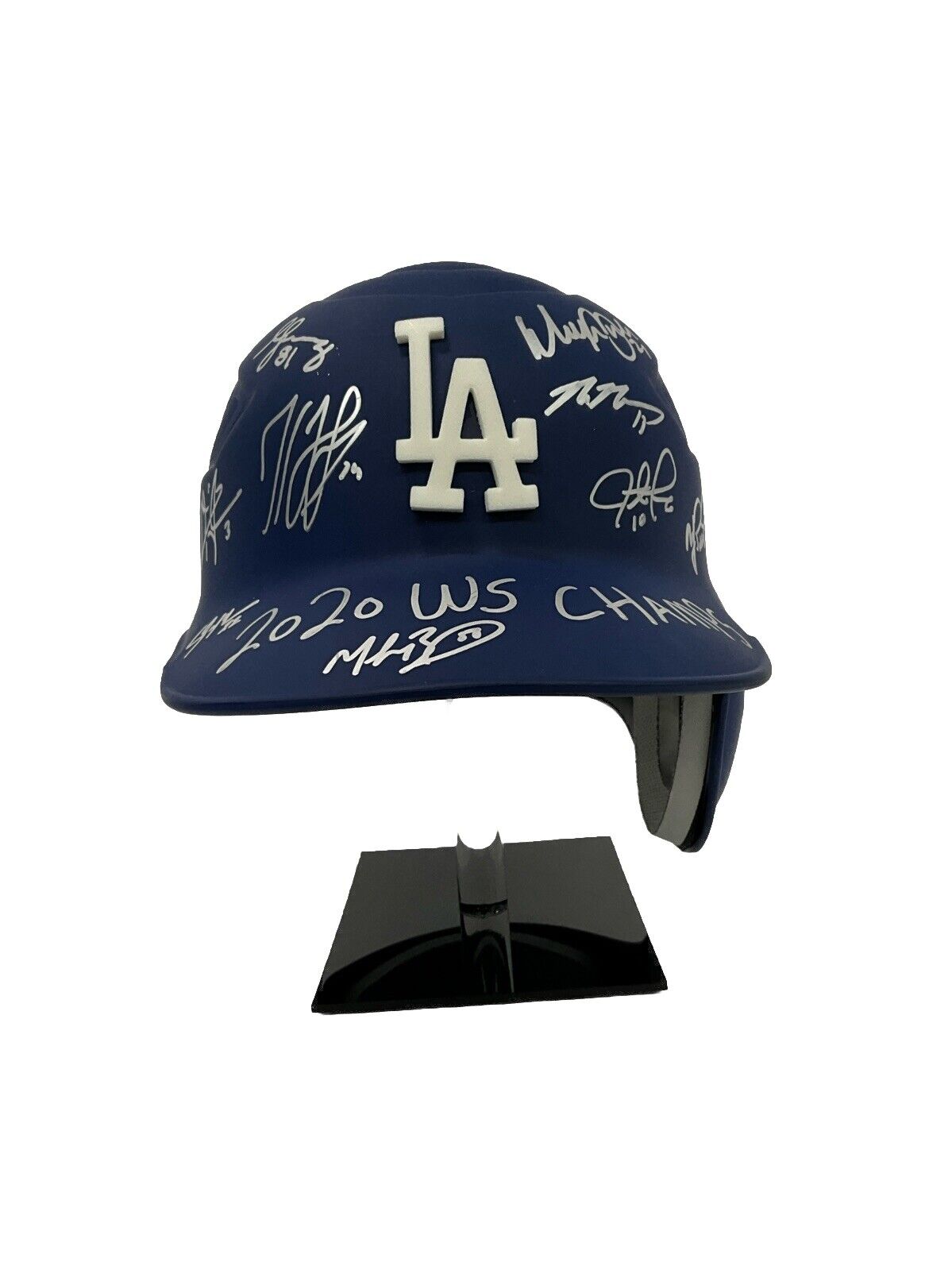 DODGERS 2020 WORLD SERIES CHAMPION FULL TEAM SIGNED HELMET 29 AUTOS PSA 9A26528