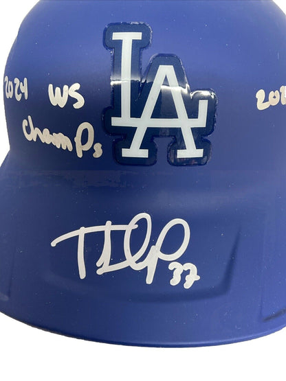 TEOSCAR HERNANDEZ SIGNED DODGERS HELMET "2024 WS CHAMPS. HR DERBY CHAMP" PSA 111