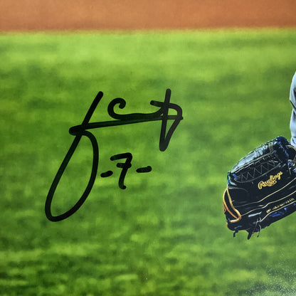 JULIO URIAS DODGERS SIGNED 2020 WORLD SERIES 11X14 PITCHING PHOTO BAS