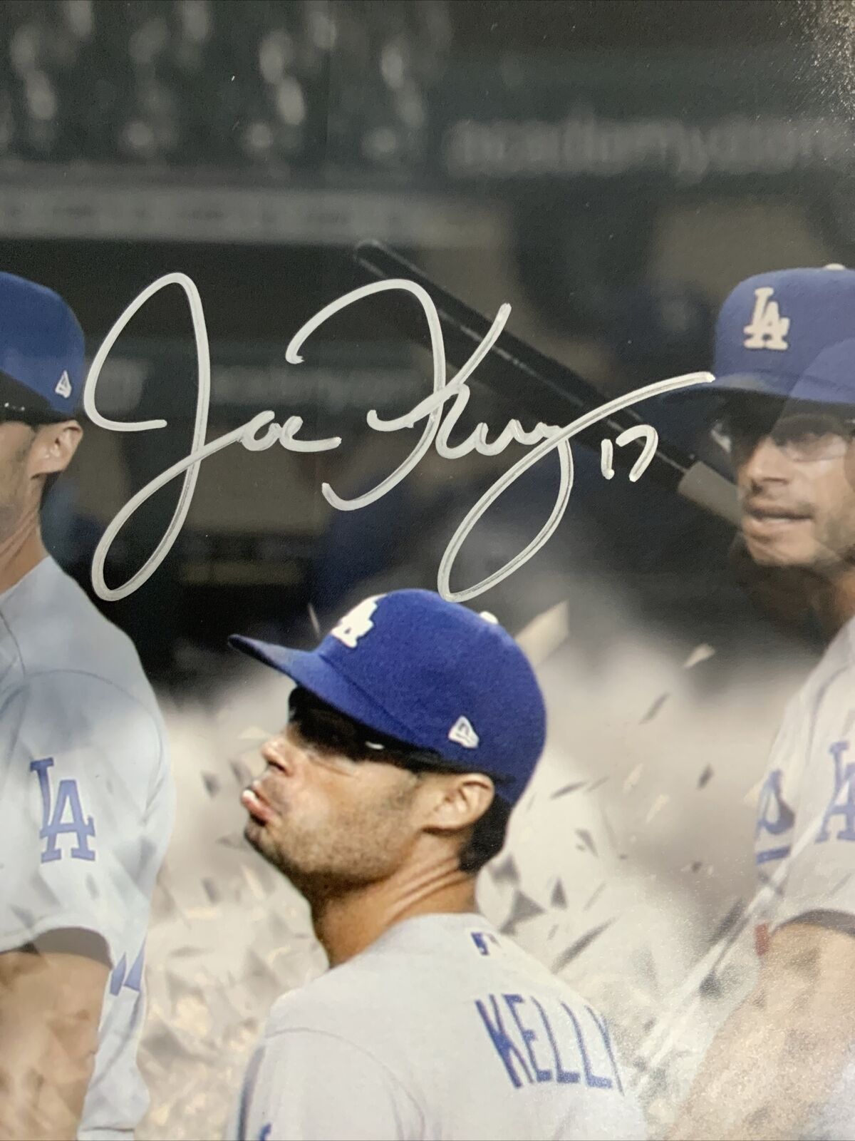 1/17 JOE KELLY DODGERS 2020 WS CHAMPION SIGNED 16X20 PHOTO "NICE SWING BITCH PSA